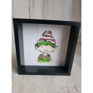 Kirkland's elf Little Helper wooden box photo Decor Xmas‎
